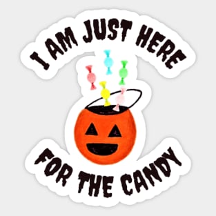 I Am Just Here For the Candy, Funny Halloween, Funny Gift (Pastel Orange) Sticker